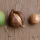 Diferentes fases de maduración de la nuez de Macadamia.